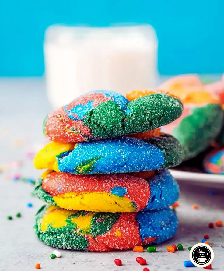 Colorful ingredients in some cookie recipes arranged on a kitchen countertop.