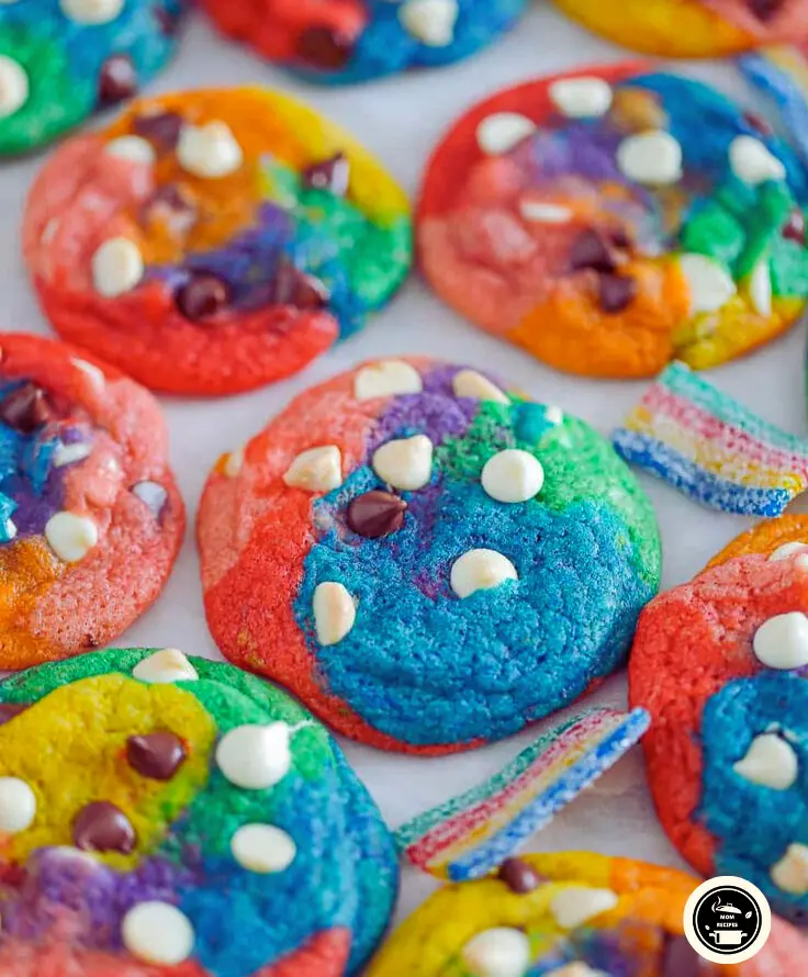 Colorful ingredients in some cookie recipes arranged on a kitchen countertop.