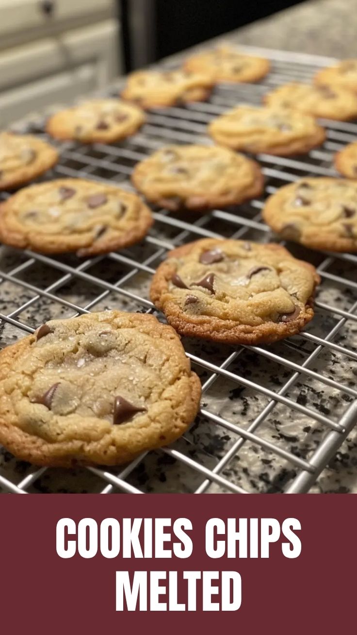 Freshly baked chocolate chip cookies arranged on a cooling rack.