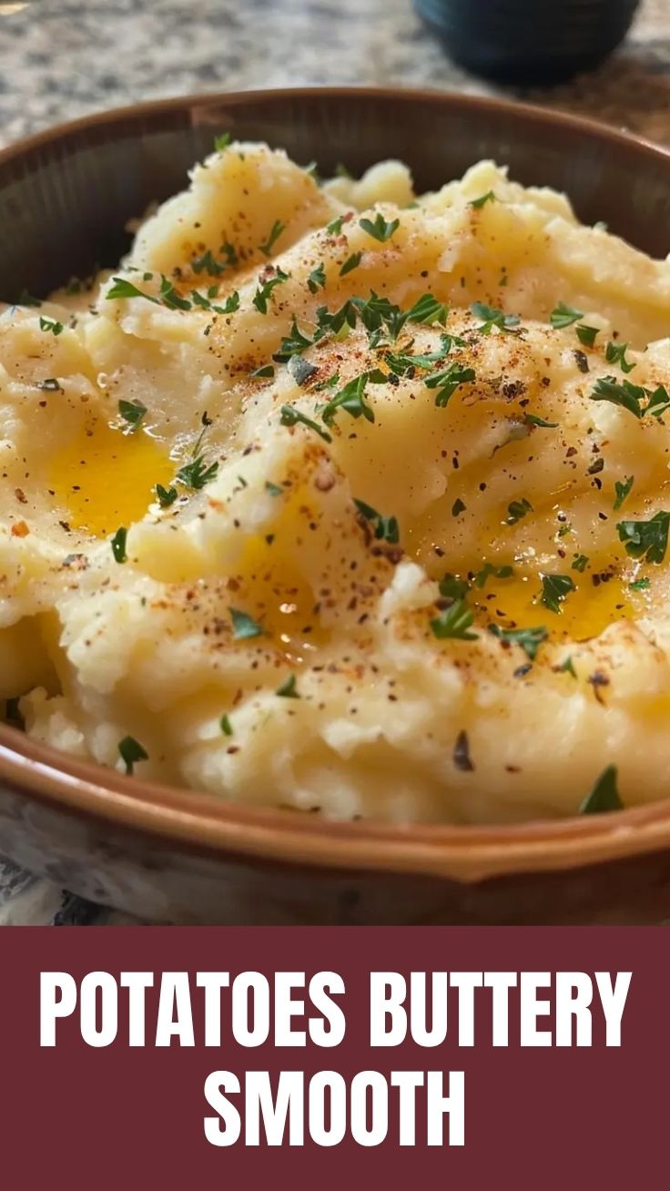 A serving of fluffy mashed potatoes in a white bowl with a knob of butter