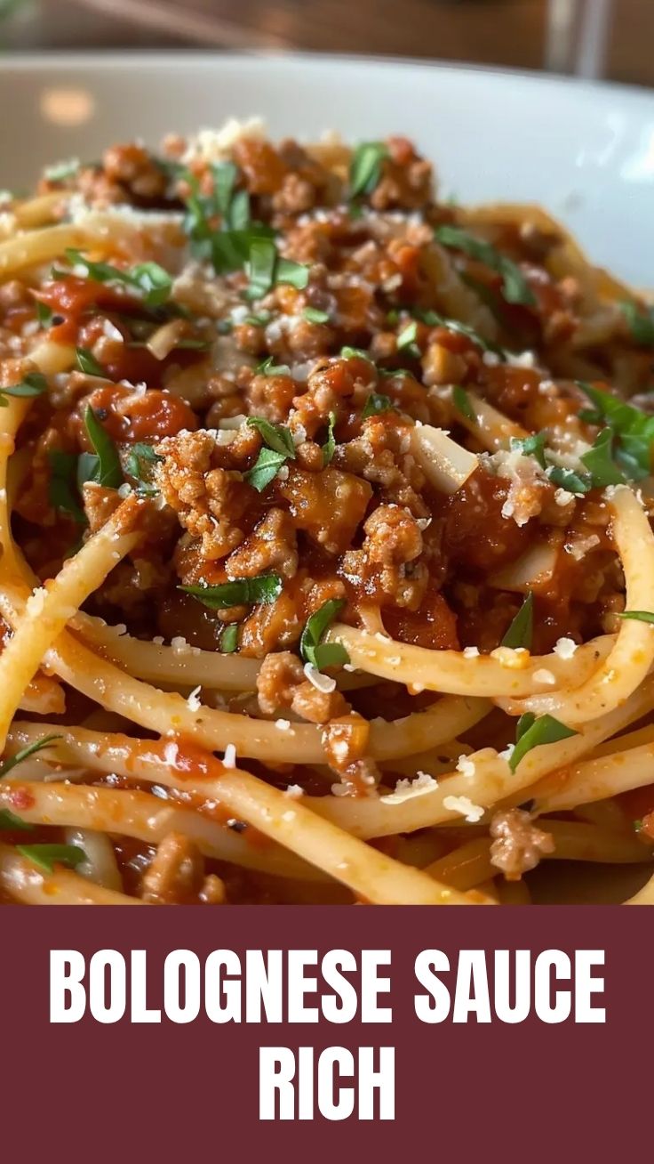 A steaming bowl of Spaghetti Bolognese garnished with fresh herbs.
