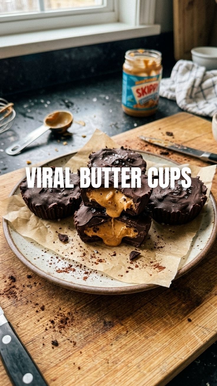 A close-up of a perfectly formed chocolate peanut butter cup with a creamy filling.
