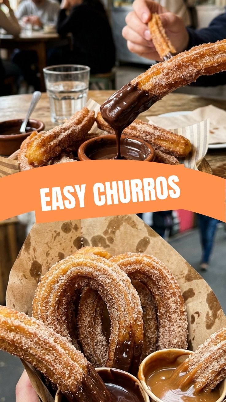 Freshly made churros, golden brown and perfectly crisp