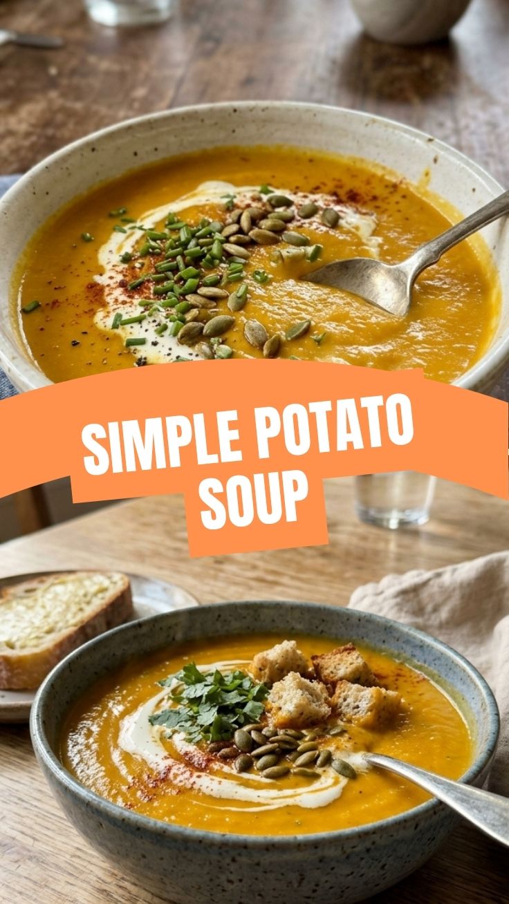 A bowl of creamy sweet potato soup garnished with fresh herbs