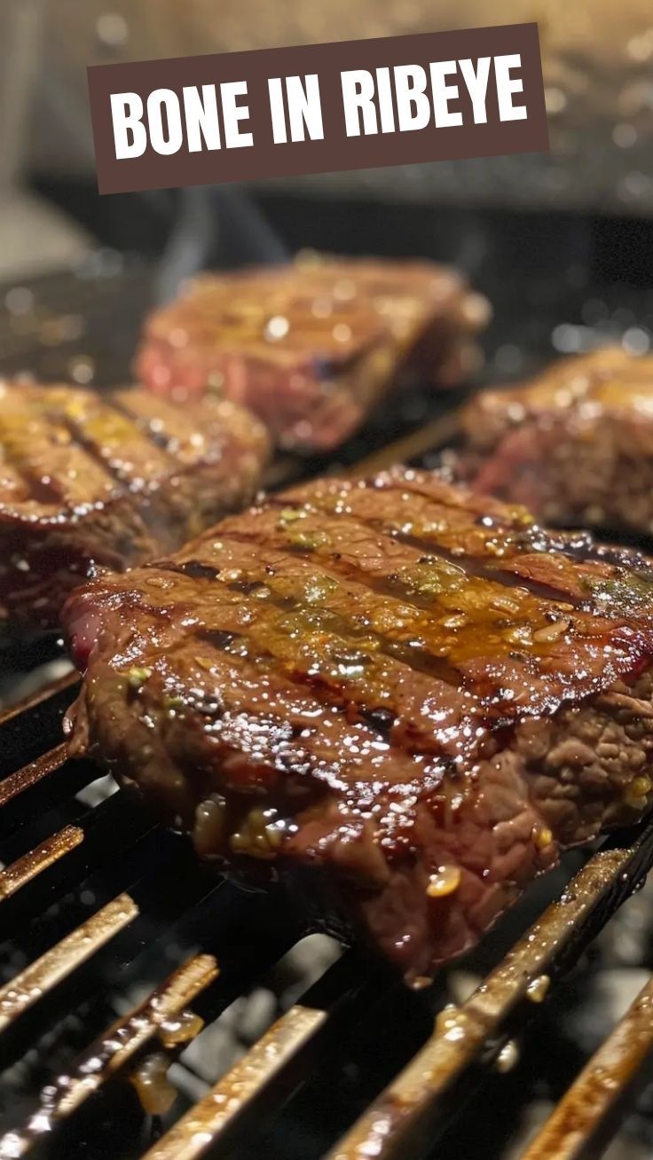 A juicy grilled ribeye steak, perfectly prepared for Father's Day.