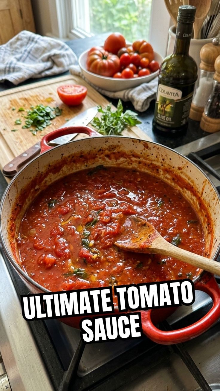 A vibrant bowl of fresh summer tomato sauce, ready to be served.