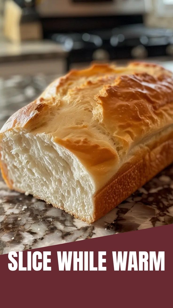 A freshly baked loaf of homemade white bread on a cooling rack.