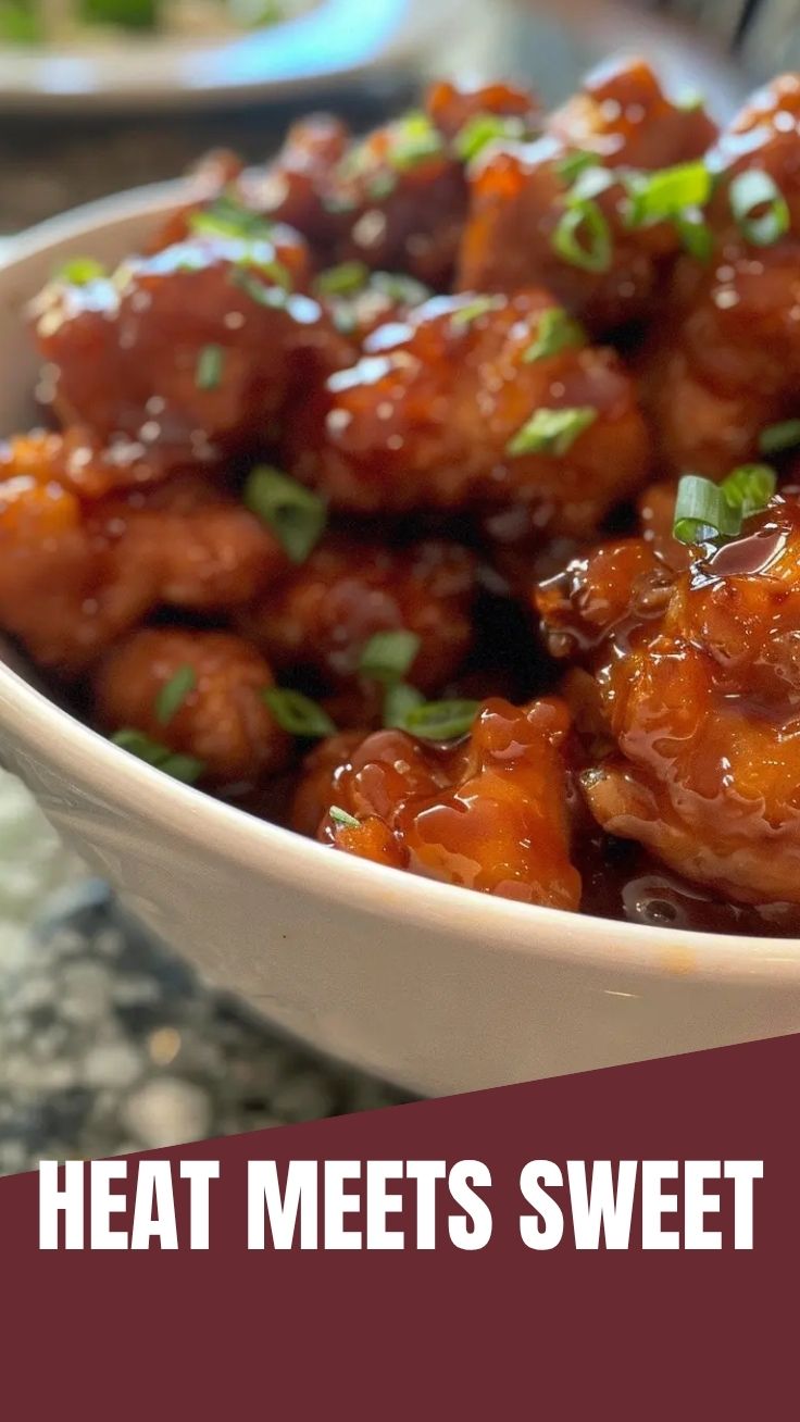 A plate of crispy hot honey chicken drizzled with a rich amber sauce