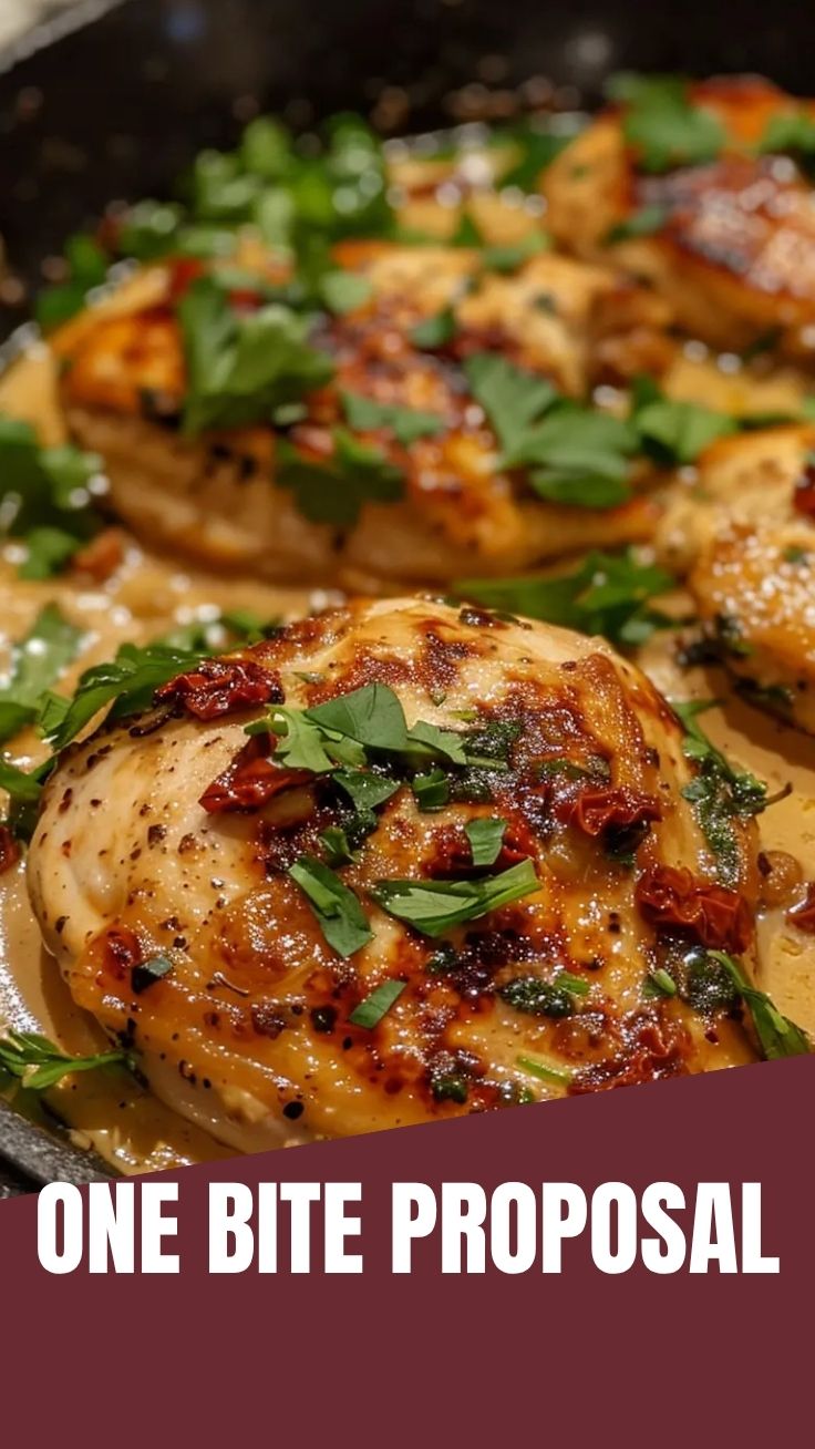A delicious plate of Marry Me Chicken, rich with cream sauce.