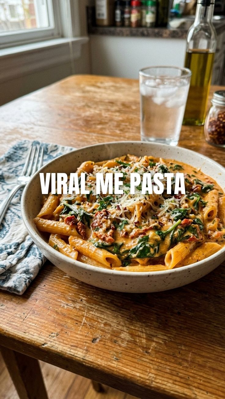 A vibrant bowl of Marry Me Pasta with creamy sun-dried tomato sauce
