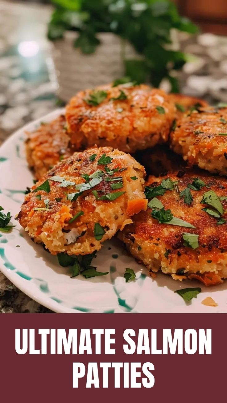 Freshly cooked salmon patties, golden brown and flaky.