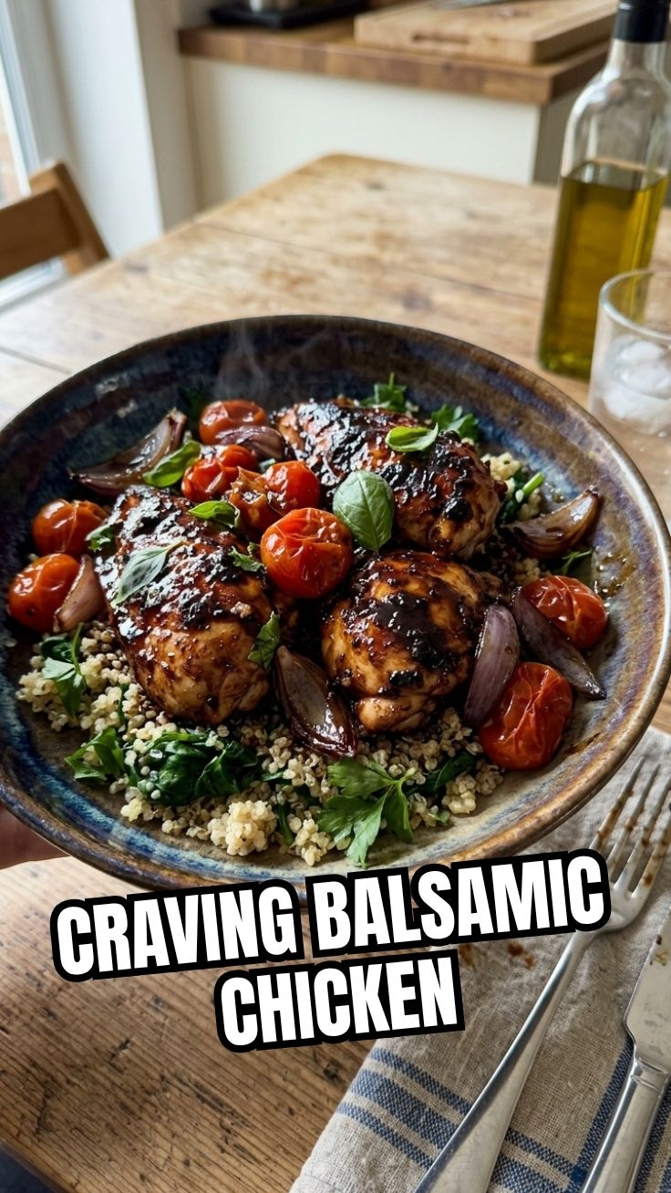 A serving of savory balsamic chicken, perfectly cooked and glazed.