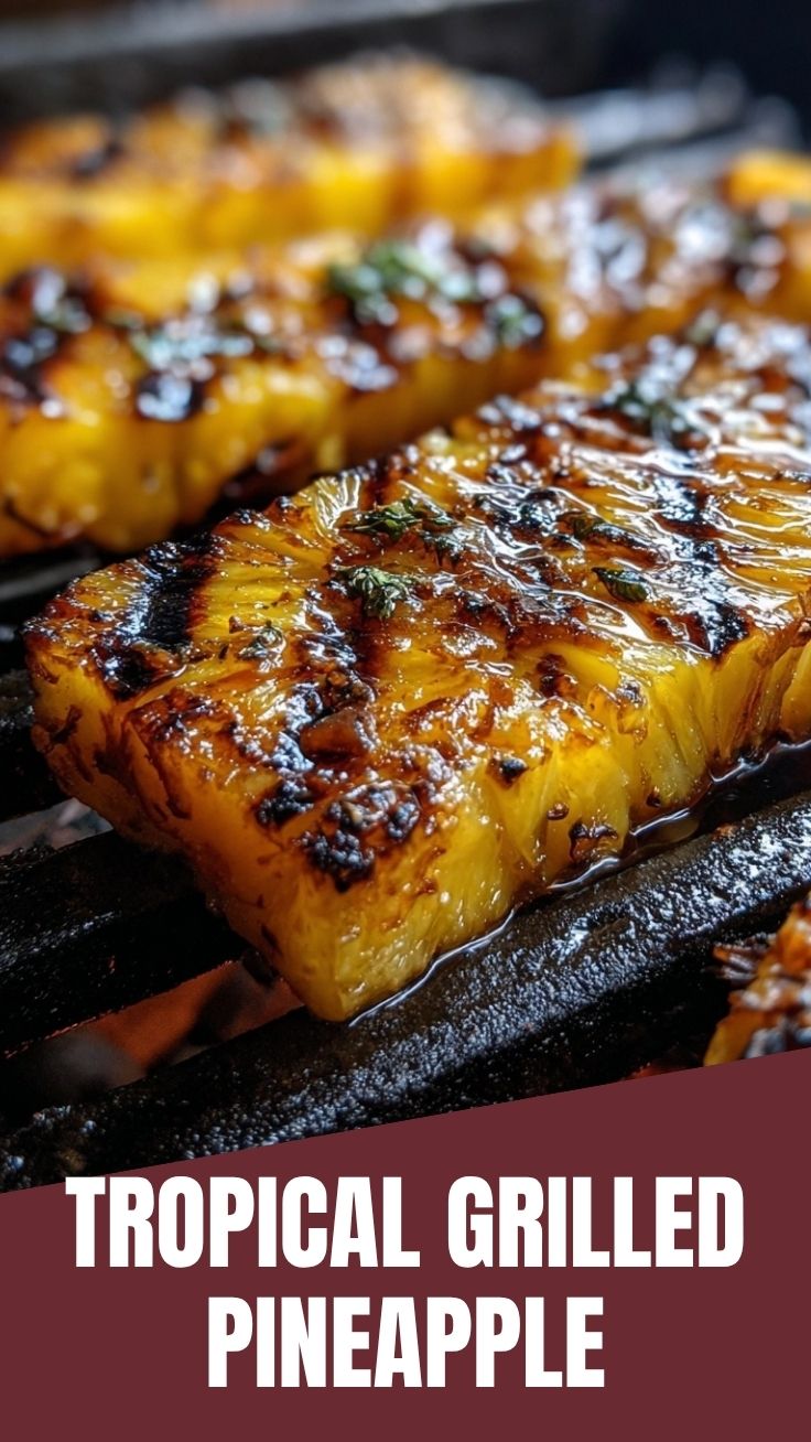 Slices of grilled pineapple with caramelized edges on a barbecue.