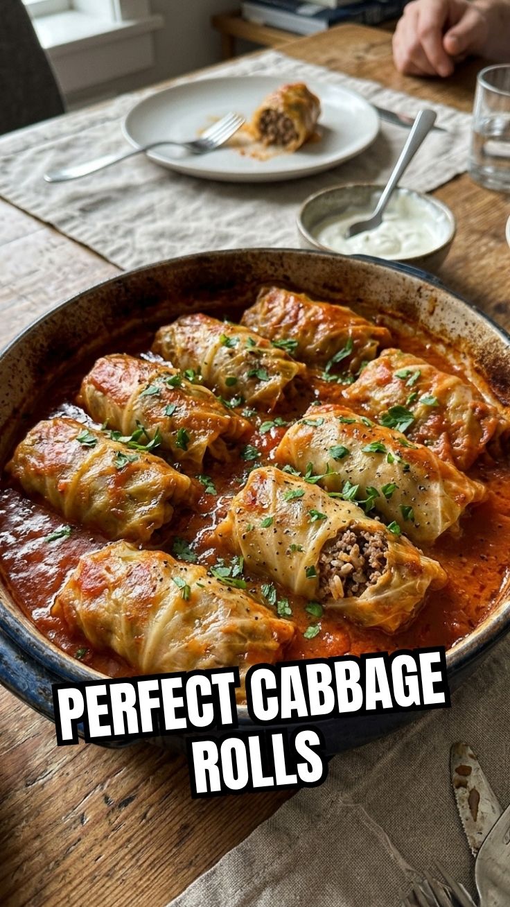 Platter of freshly made stuffed cabbage rolls