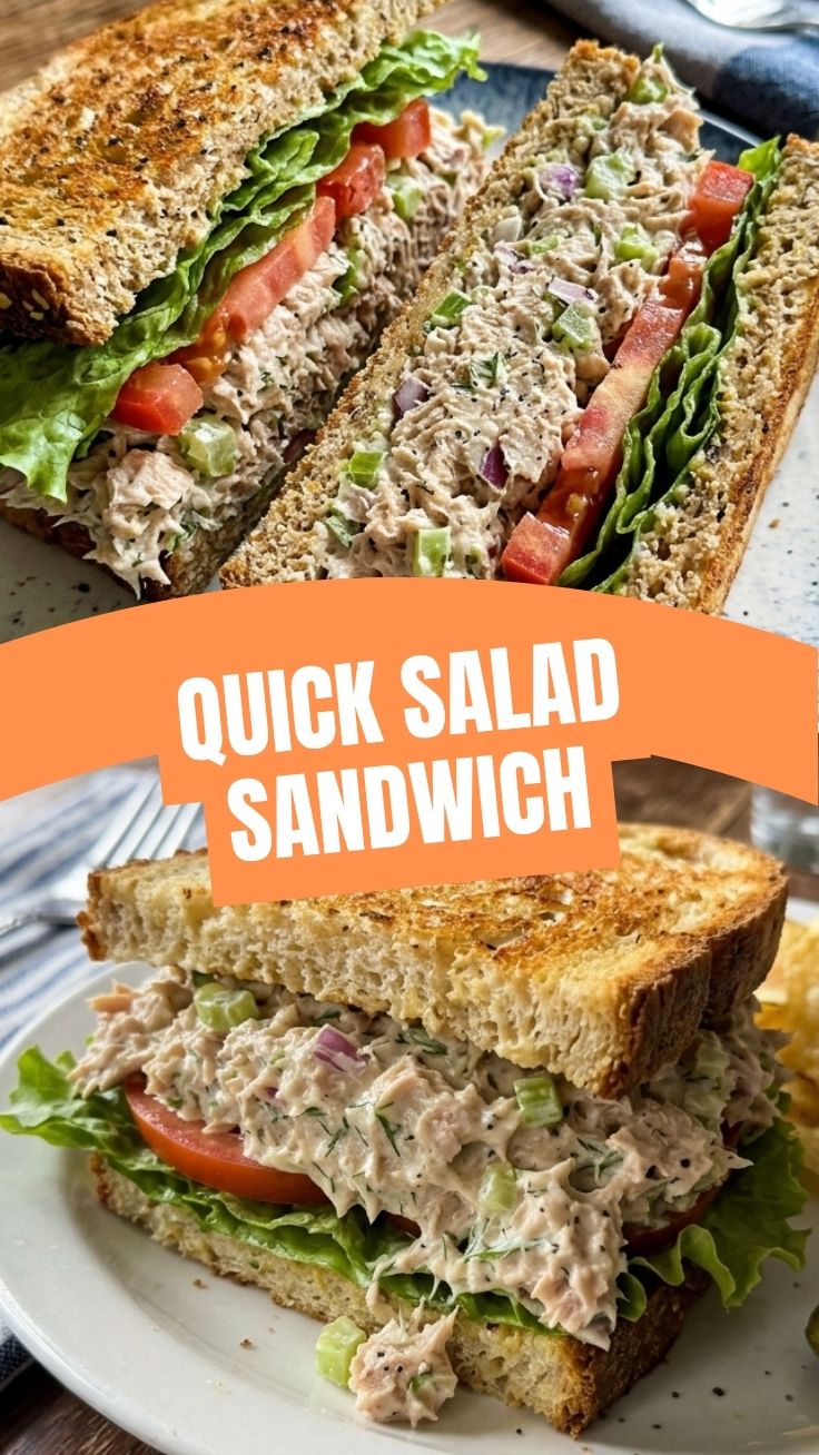 A delicious tuna salad sandwich on whole wheat bread, cut in half