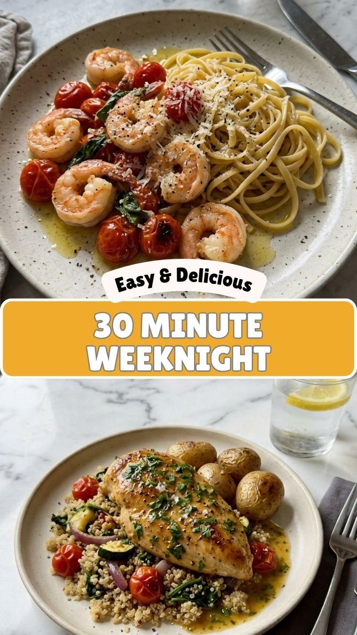 A vibrant plate showcasing 30-minute weeknight dinners, ready to serve.