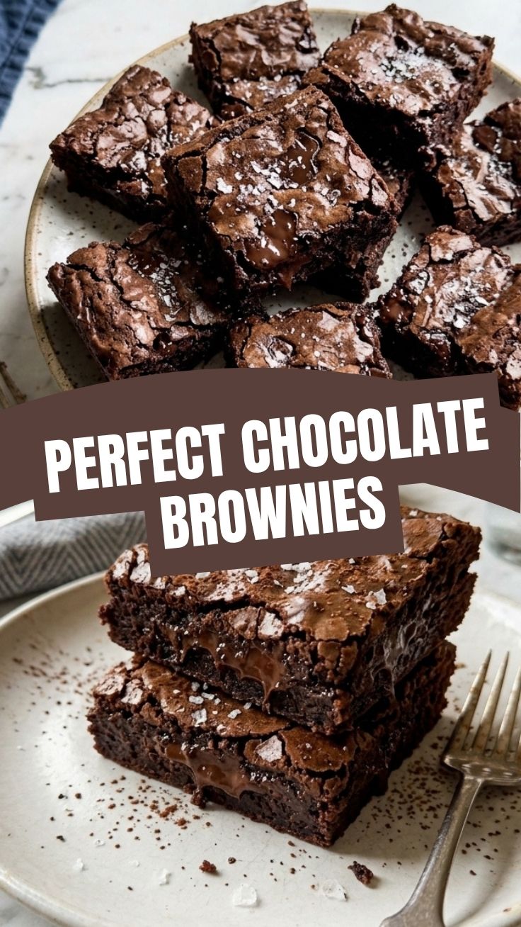 A plate of delicious chocolate brownies with a rich, fudgy texture.