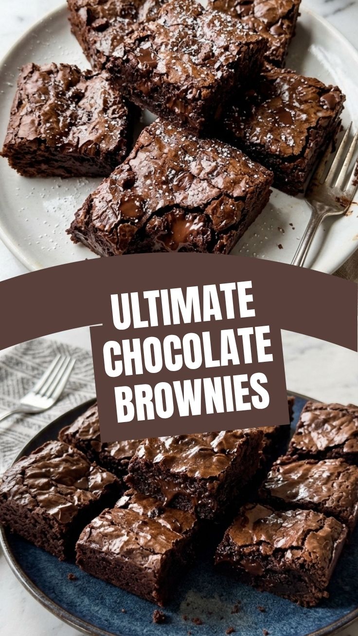 A stack of delicious chocolate brownies with a fudgy center.