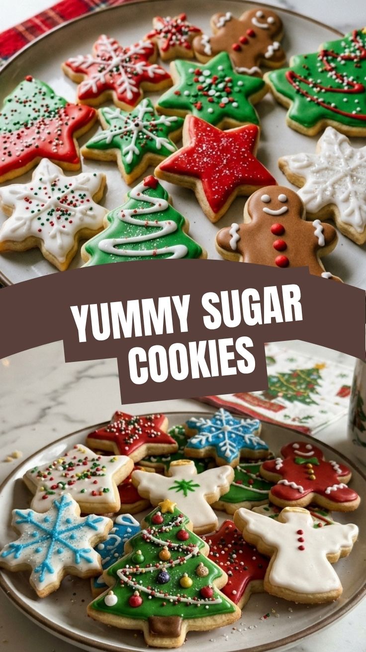 A plate of decorated Christmas sugar cookies ready for the holidays