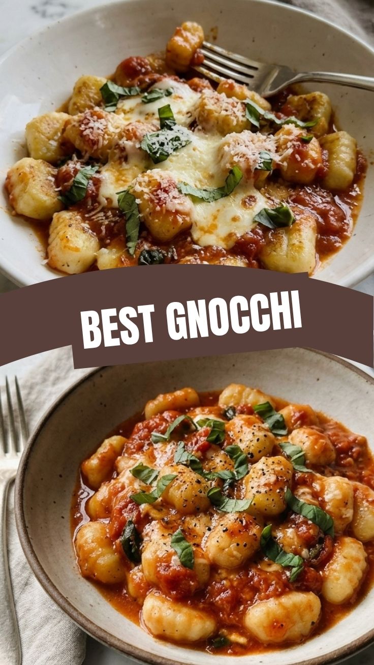 A plate of freshly prepared gnocchi with sauce and herbs