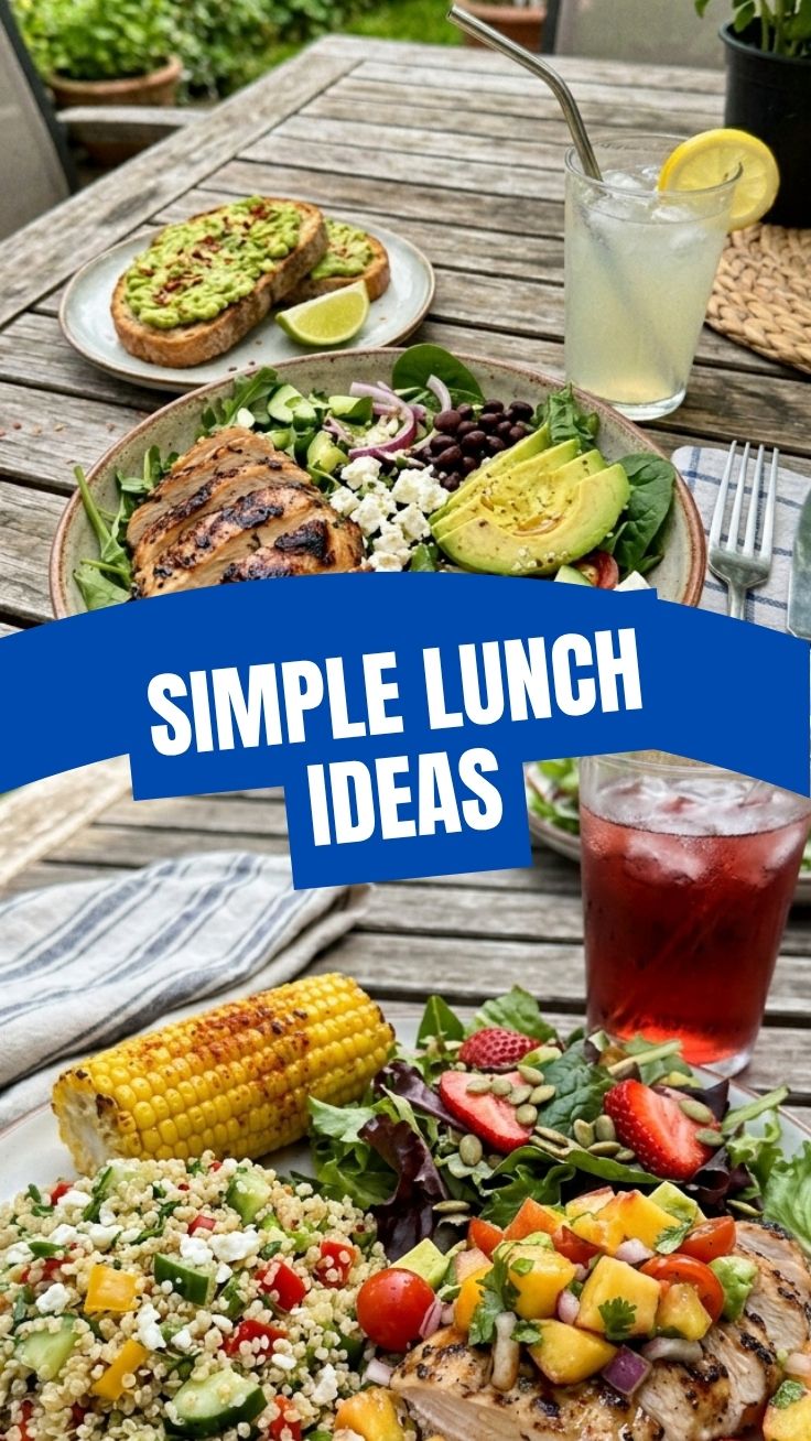 A vibrant collection of healthy summer lunch ideas laid out on a table