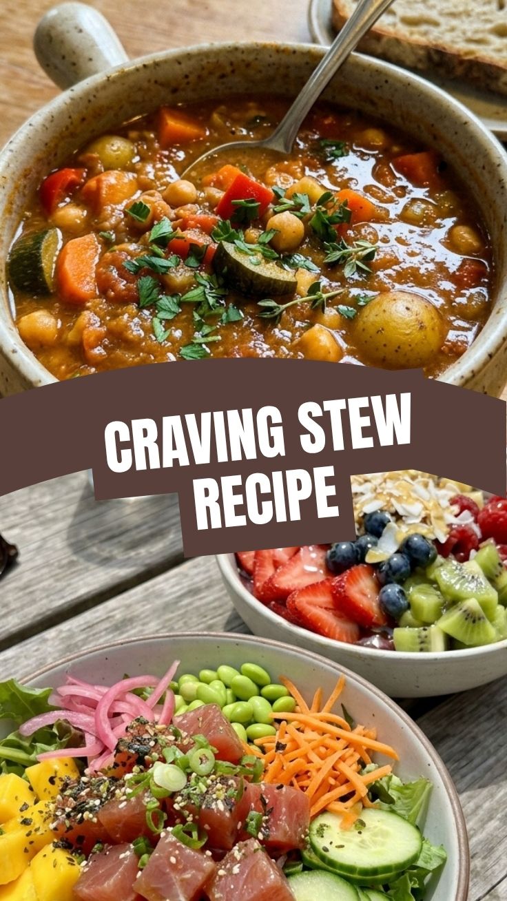 A steaming bowl of healthy vegetable stew, rich with colorful vegetables
