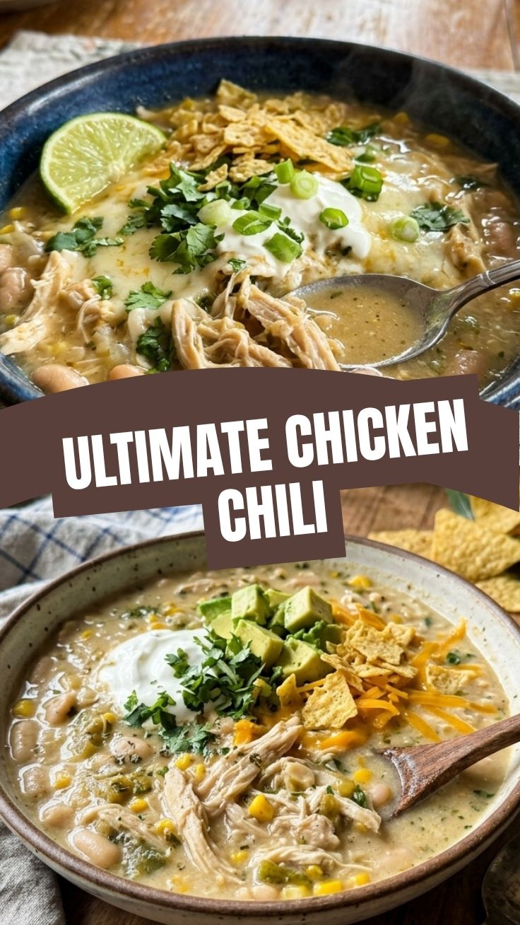 A bowl of healthy white chicken chili garnished with fresh cilantro and avocado.