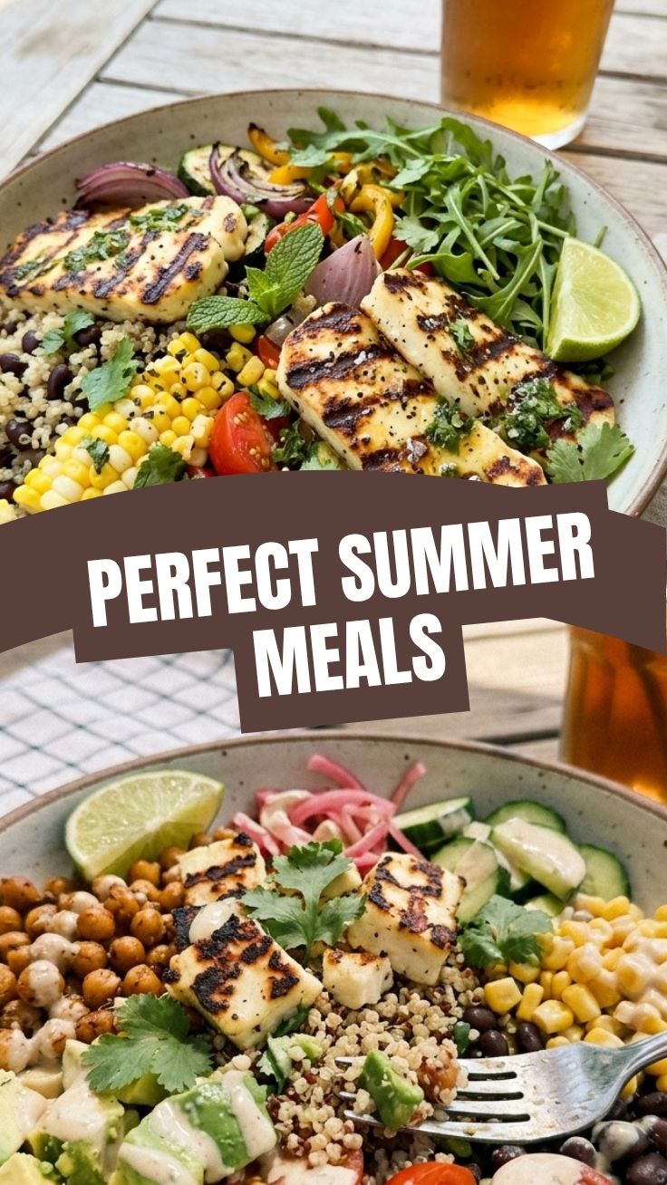 A vibrant spread of high protein vegetarian summer meals