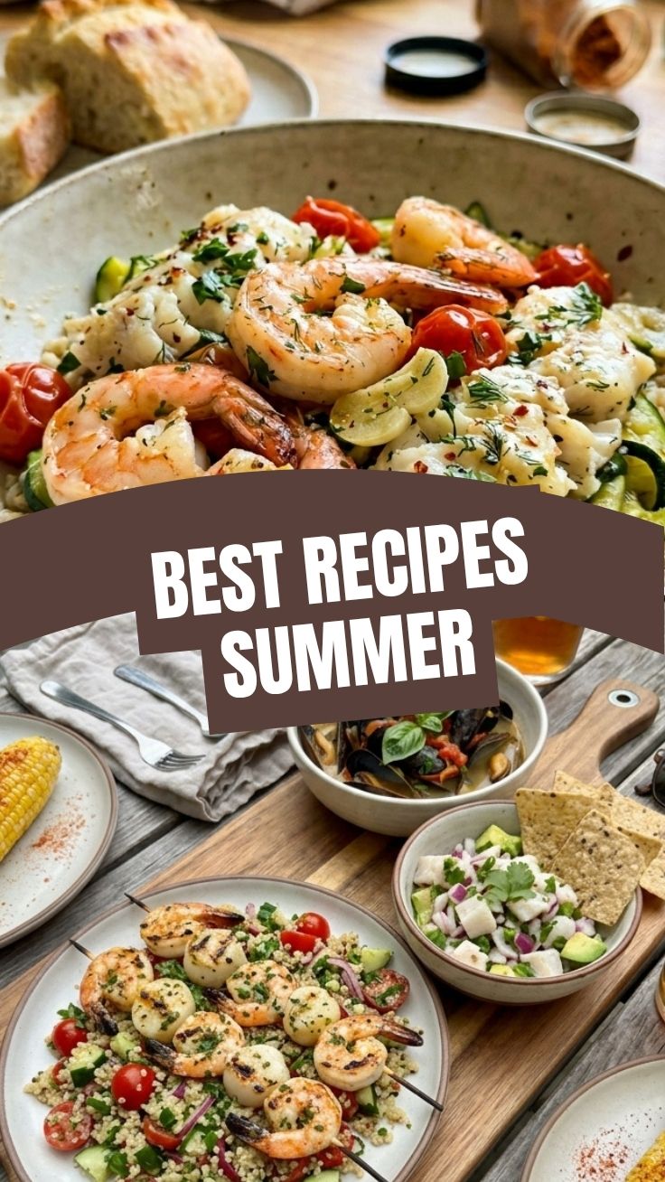 A vibrant selection of low calorie seafood recipes perfect for summer dining.