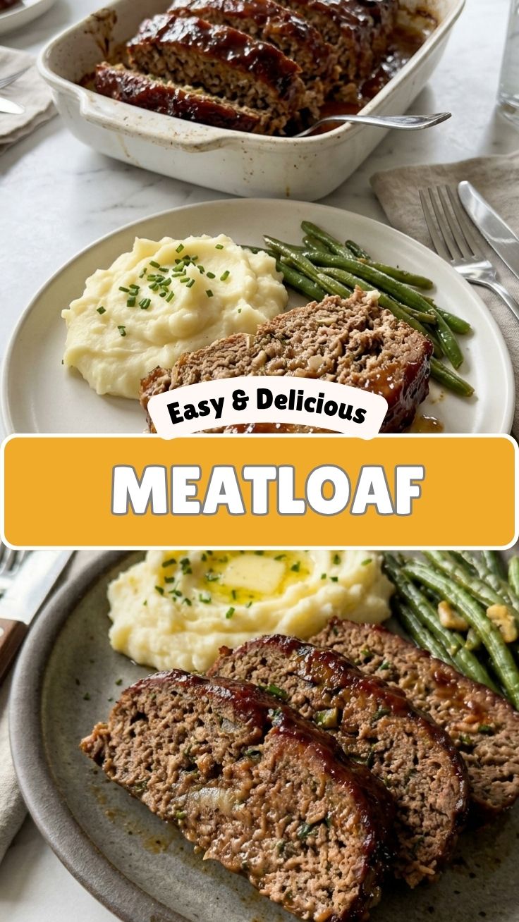 A freshly baked meatloaf, perfectly browned and glazed