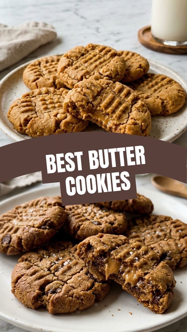 A close-up of freshly baked peanut butter cookies with fork marks