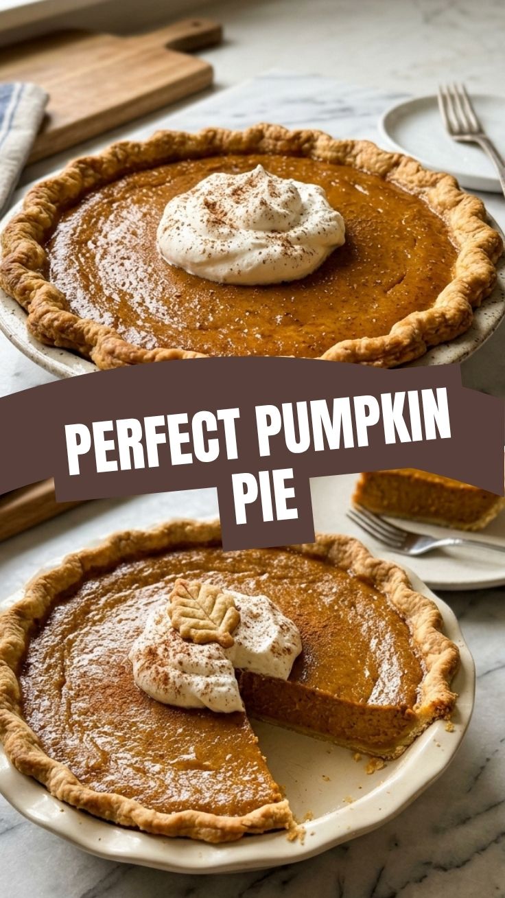A freshly baked whole pumpkin pie with a golden crust on a cooling rack.