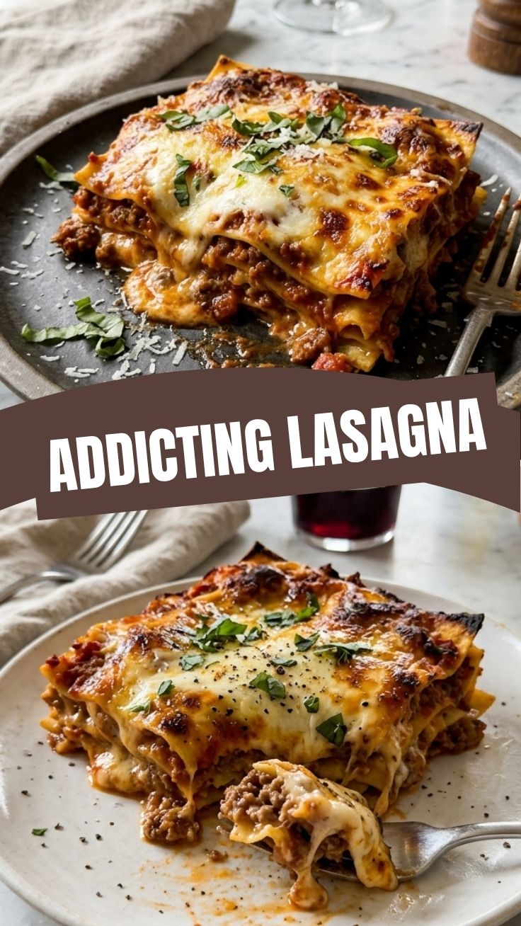 A steaming dish of classic lasagna, rich with cheese and sauce.
