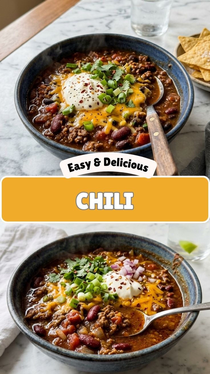 A bowl of spicy chili with beans and meat, topped with fresh cilantro.