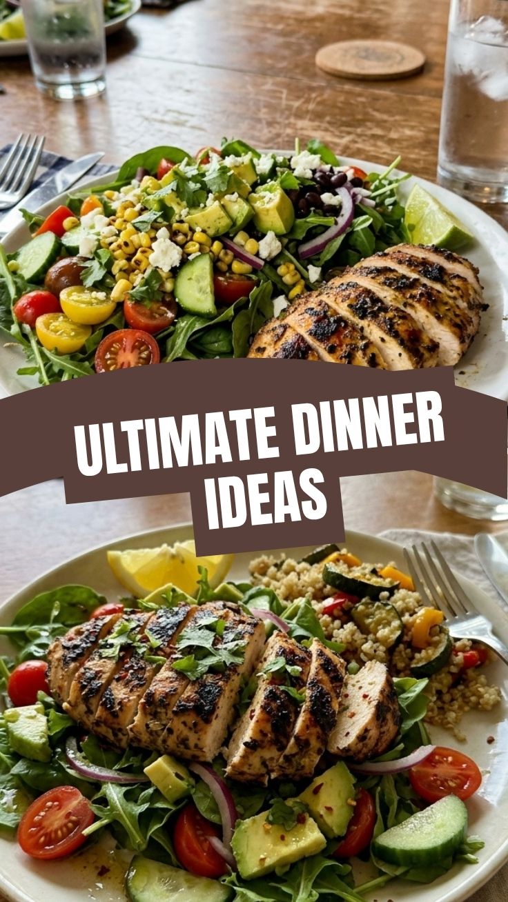 A platter of fresh, colorful summer weight loss dinner ideas featuring grilled chicken and vegetables