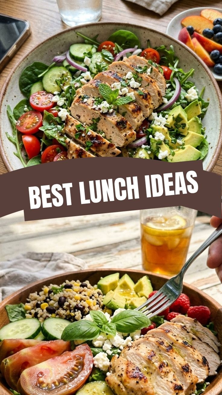 Variety of colorful, fresh weight loss summer lunch ideas arranged on a picnic blanket