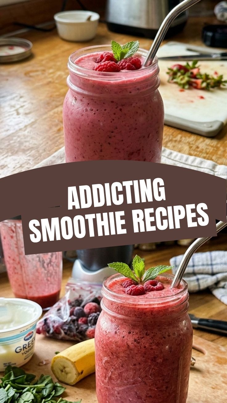 An array of vibrant weight loss summer smoothie recipes in clear glasses, garnished with fresh fruit