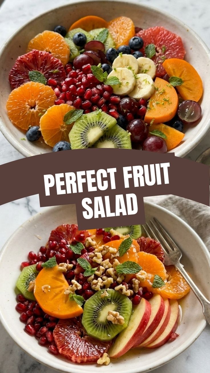 A refreshing winter fruit salad, showcasing a mix of seasonal produce like citrus and pomegranate.