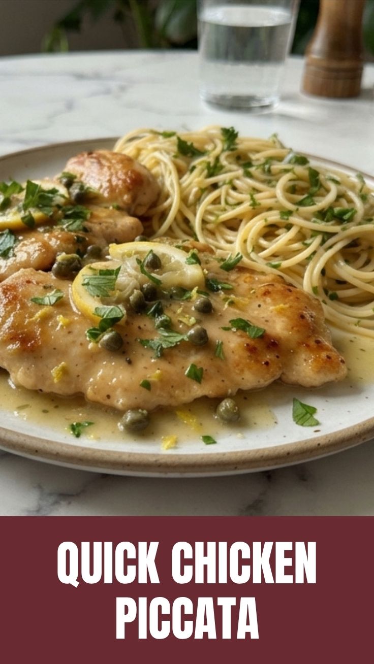 A plate of classic chicken piccata garnished with capers and fresh parsley.