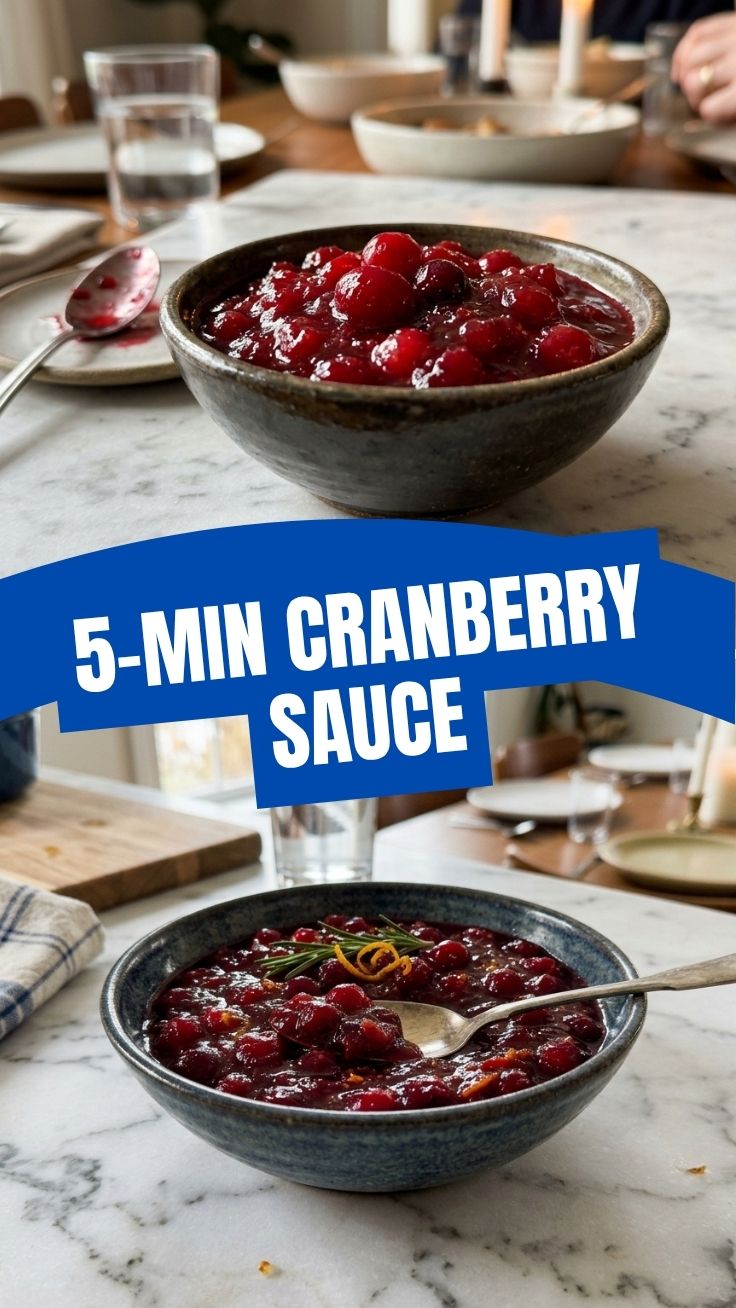 A vibrant bowl of homemade cranberry sauce, rich in color and texture