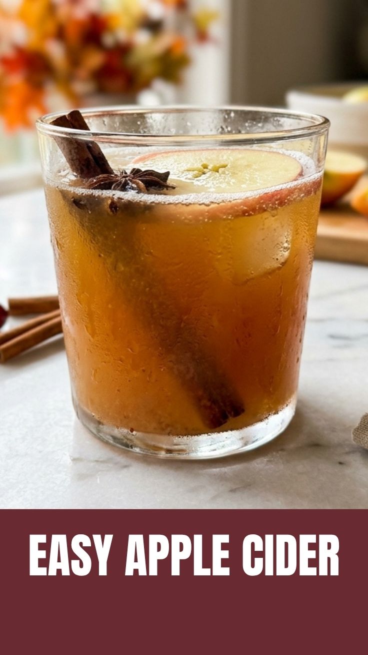 A glass of crisp apple cider, perfect for autumn.
