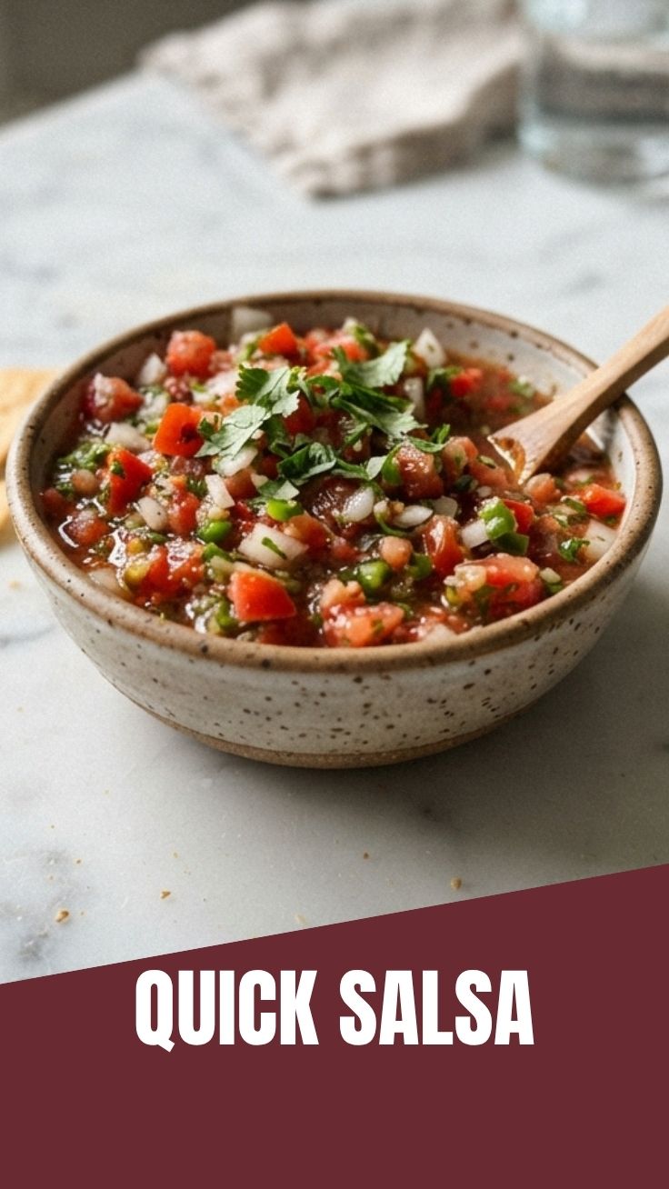A vibrant bowl of fresh salsa with colorful ingredients.