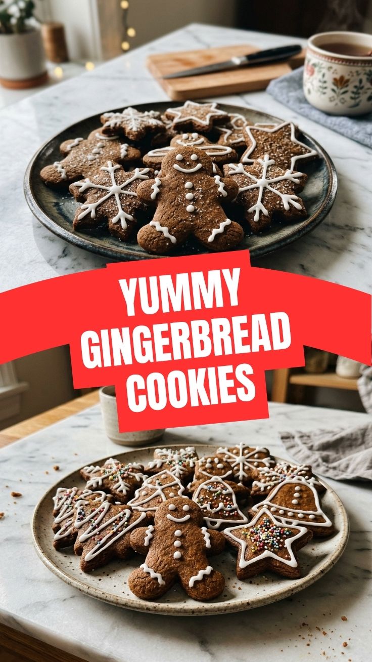 Freshly baked gingerbread cookies arranged on a cooling rack.