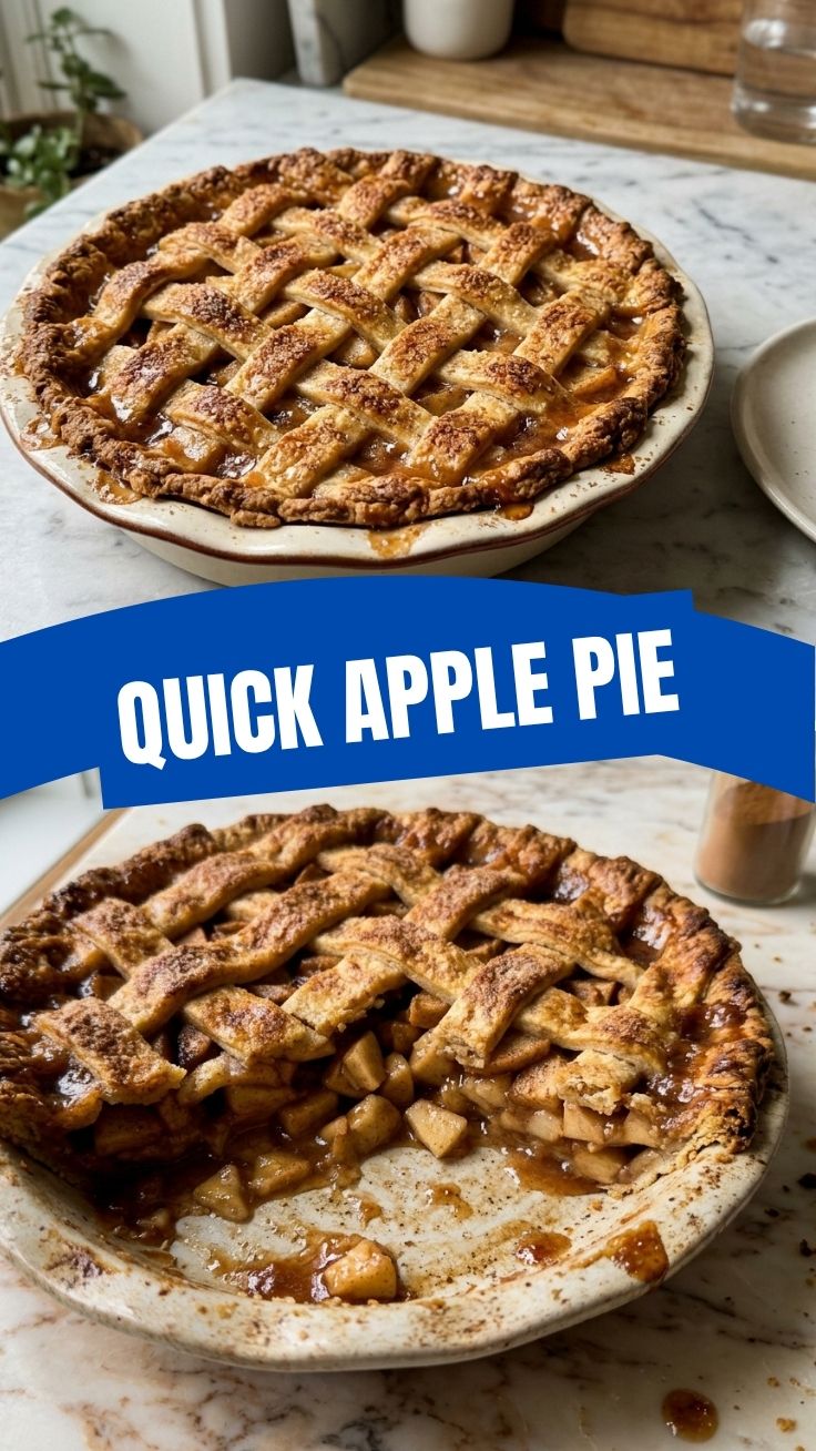 A freshly baked apple pie with a golden, flaky crust on a cooling rack.