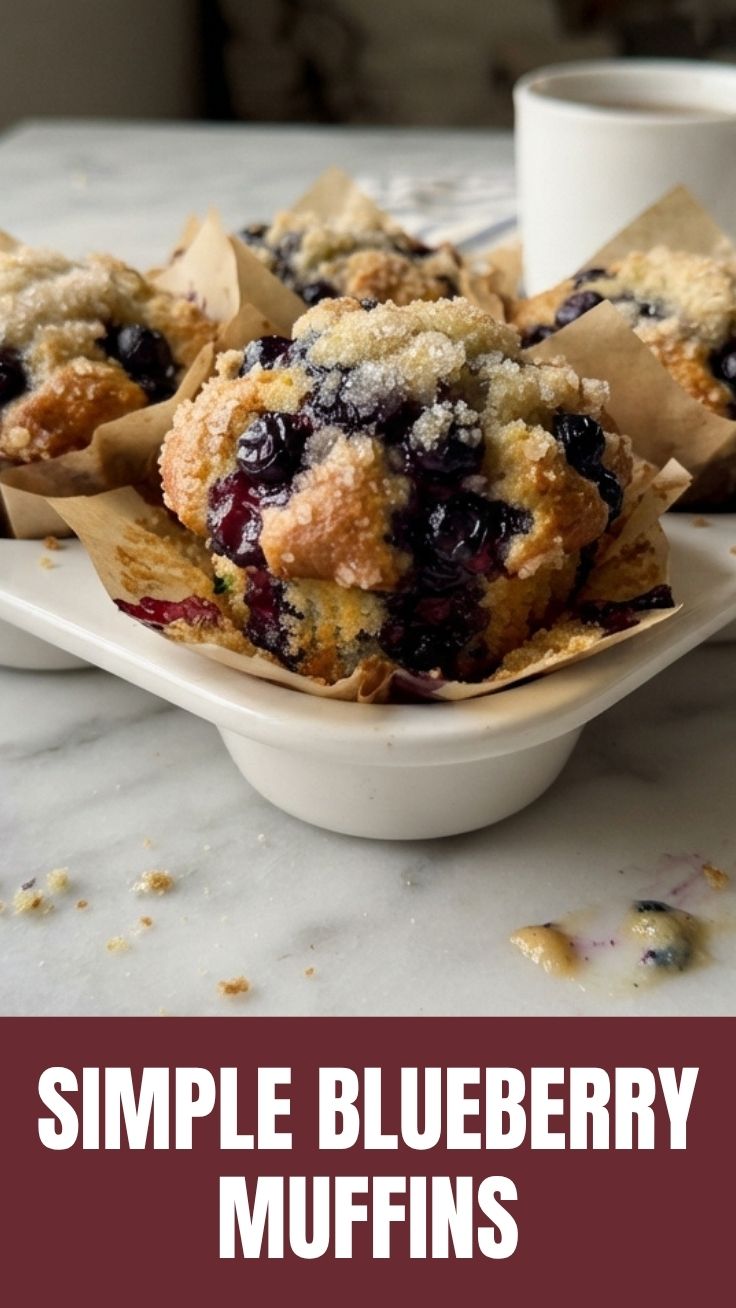 Deliciously baked blueberry muffins with golden tops