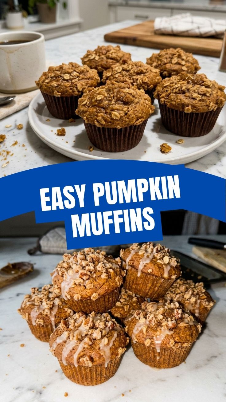 Freshly baked pumpkin muffins cooling on a wire rack