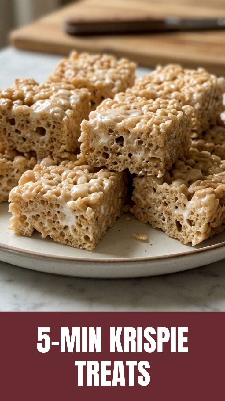 A stack of delicious Rice Krispie Treats with melted marshmallows