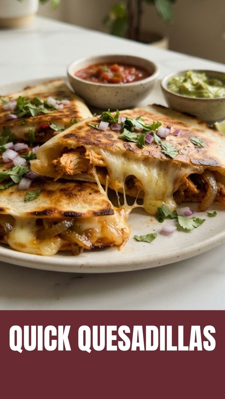 Golden-brown quesadillas served fresh and hot