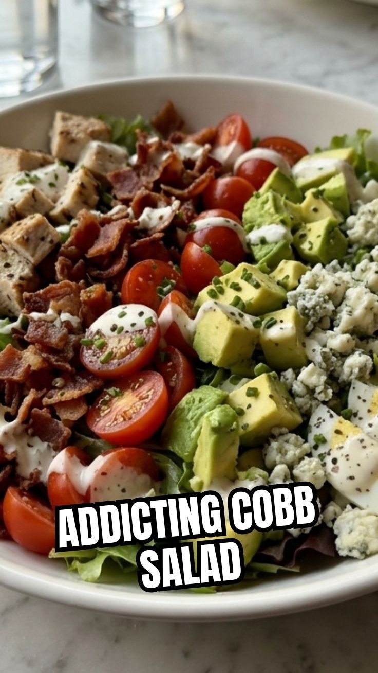 A vibrant Cobb salad with fresh greens and toppings