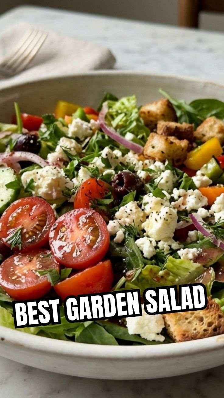 A colorful and fresh garden salad with mixed greens, tomatoes, and cucumbers